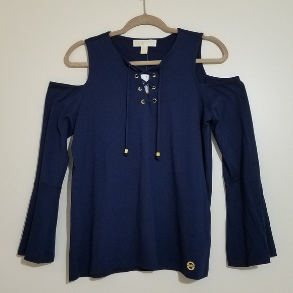 MICHAEL Michael Kors Tops - NWT Michael Kors Lace Up Cold Shoulder Shirt